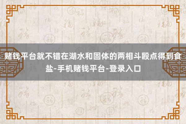 赌钱平台就不错在湖水和固体的两相斗殴点得到食盐-手机赌钱平台-登录入口