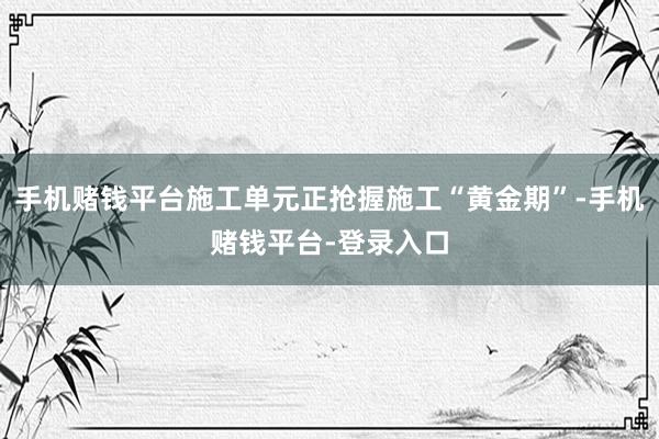 手机赌钱平台施工单元正抢握施工“黄金期”-手机赌钱平台-登录入口