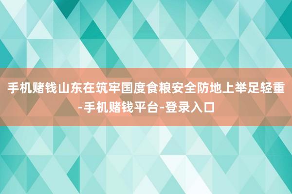 手机赌钱山东在筑牢国度食粮安全防地上举足轻重-手机赌钱平台-登录入口