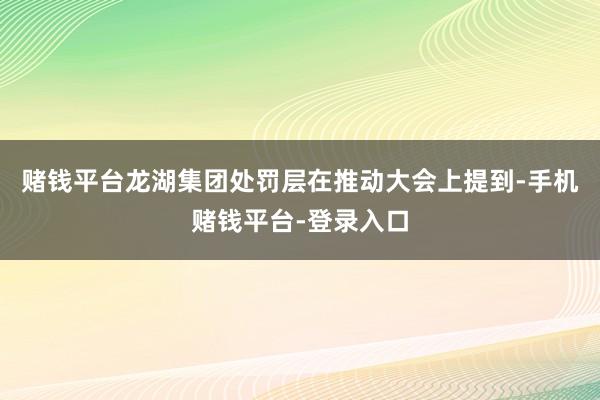 赌钱平台龙湖集团处罚层在推动大会上提到-手机赌钱平台-登录入口