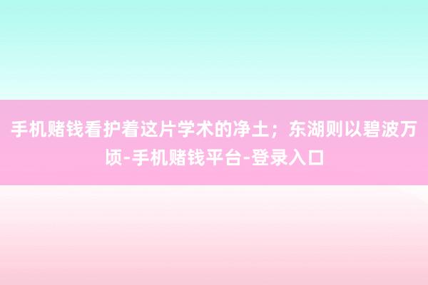 手机赌钱看护着这片学术的净土；东湖则以碧波万顷-手机赌钱平台-登录入口