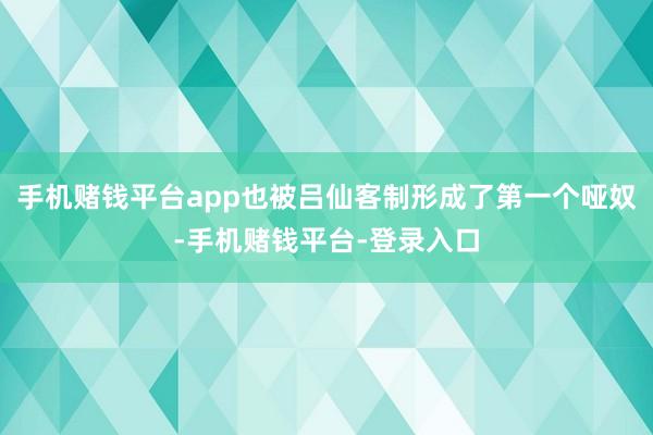 手机赌钱平台app也被吕仙客制形成了第一个哑奴-手机赌钱平台-登录入口