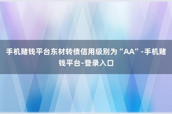 手机赌钱平台东材转债信用级别为“AA”-手机赌钱平台-登录入口