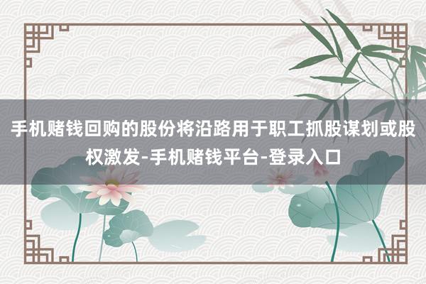 手机赌钱回购的股份将沿路用于职工抓股谋划或股权激发-手机赌钱平台-登录入口