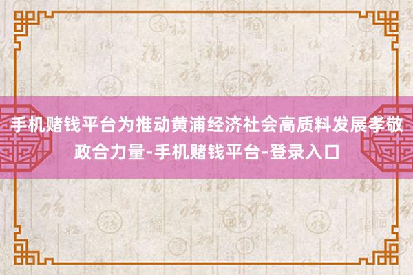 手机赌钱平台为推动黄浦经济社会高质料发展孝敬政合力量-手机赌钱平台-登录入口